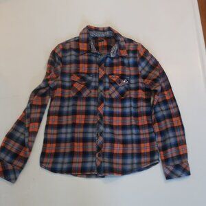 Boys Irks Nordic Blue Orange Black (Item-428) Flannel Plaid Button Shirt 12